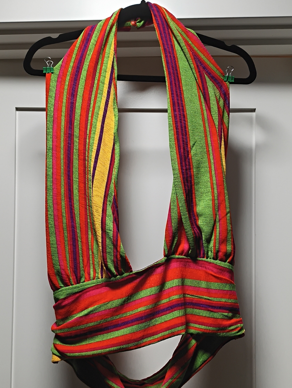 SHEIN Bright Multi-Stripe Halter Tank Top - Green, Red & Yellow